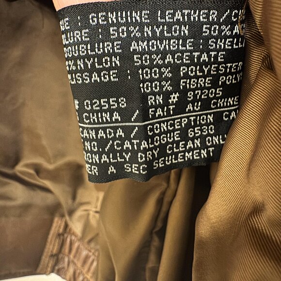 Vintage Danier Leather Bomber Jacket — 90s Brown Aviator Coat, Shearling Collar - Picture 11 of 12